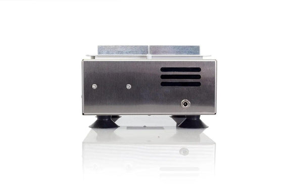 Back view of dry bath with ventilation and power input