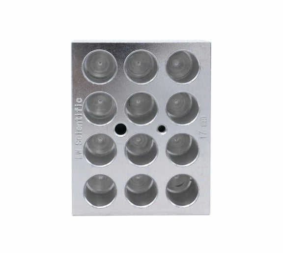 Close-up of 12-slot aluminum heating block