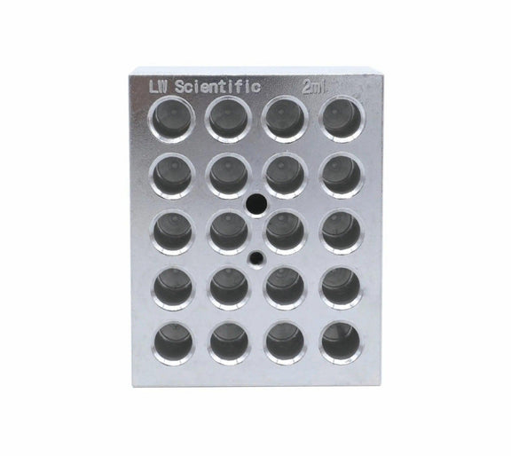 Close-up of 20-slot aluminum heating block