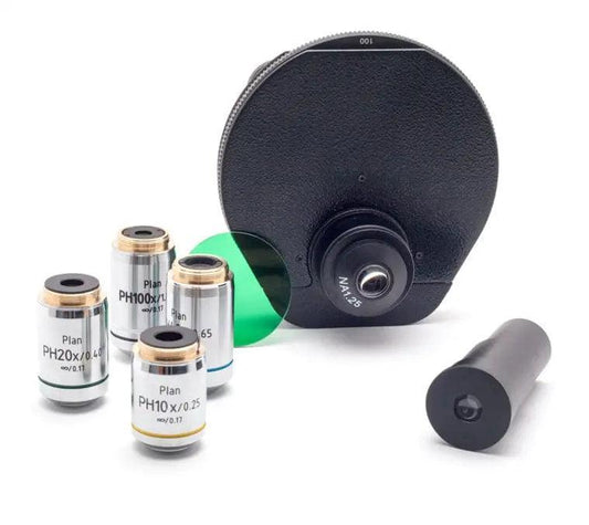 i4 Microscope Infinity Turret Phase Kit: 10x, 20x, 40x, 100x, Brightfield, Darkfield - LW Scientific