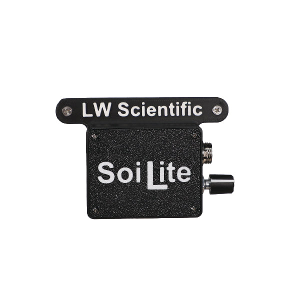 Close-up of LW Scientific SoiLite control module with branding