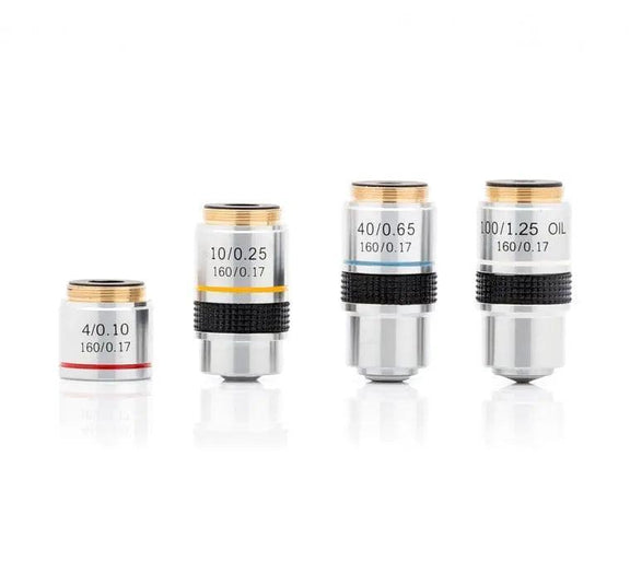 compound microscope objective lenses 4x 10x 40x 100x