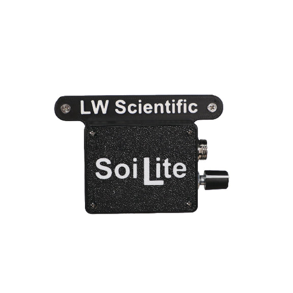 Close-up of LW Scientific SoiLite control module with branding